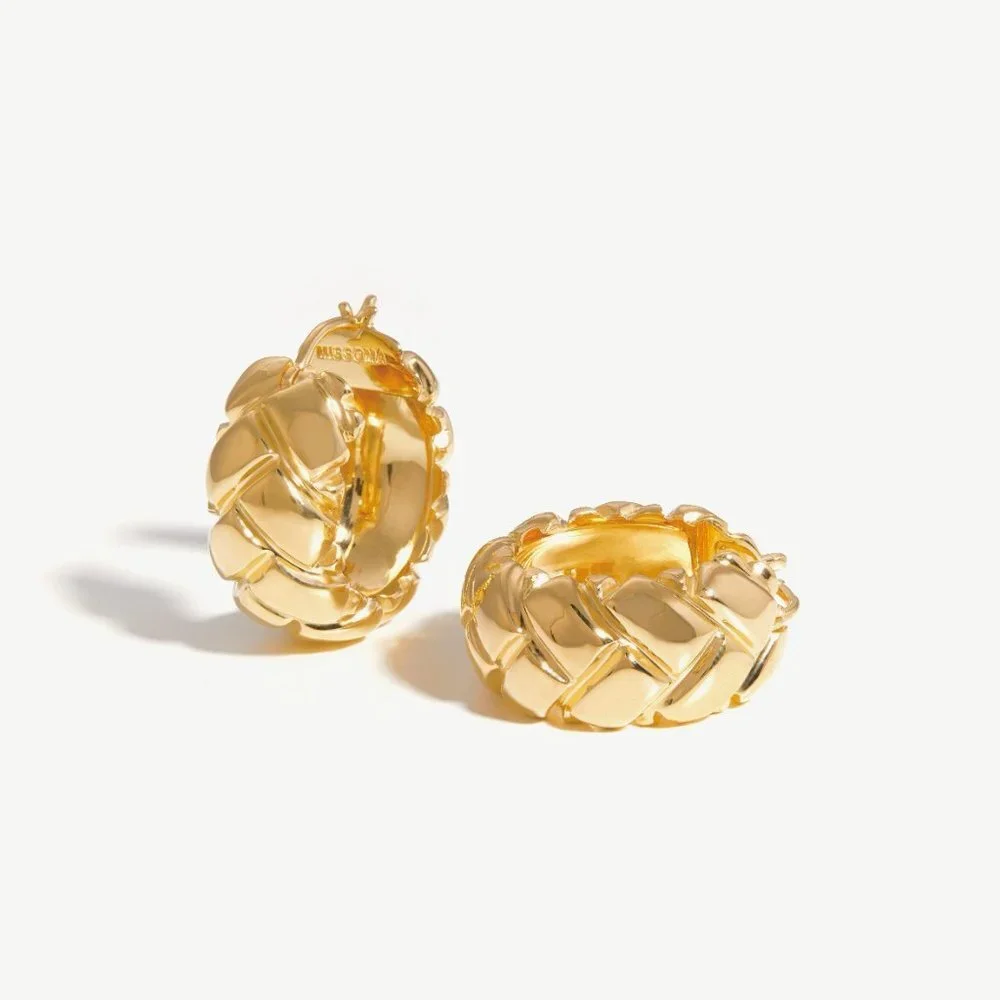 Missoma Lucy Williams Chunky Waffle Hoop Earrings - Picture 3 of 12